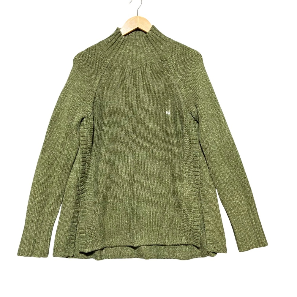 American‎ Eagle Women's Olive Green Wool Blend Mock Neck Raglan Sweater Large